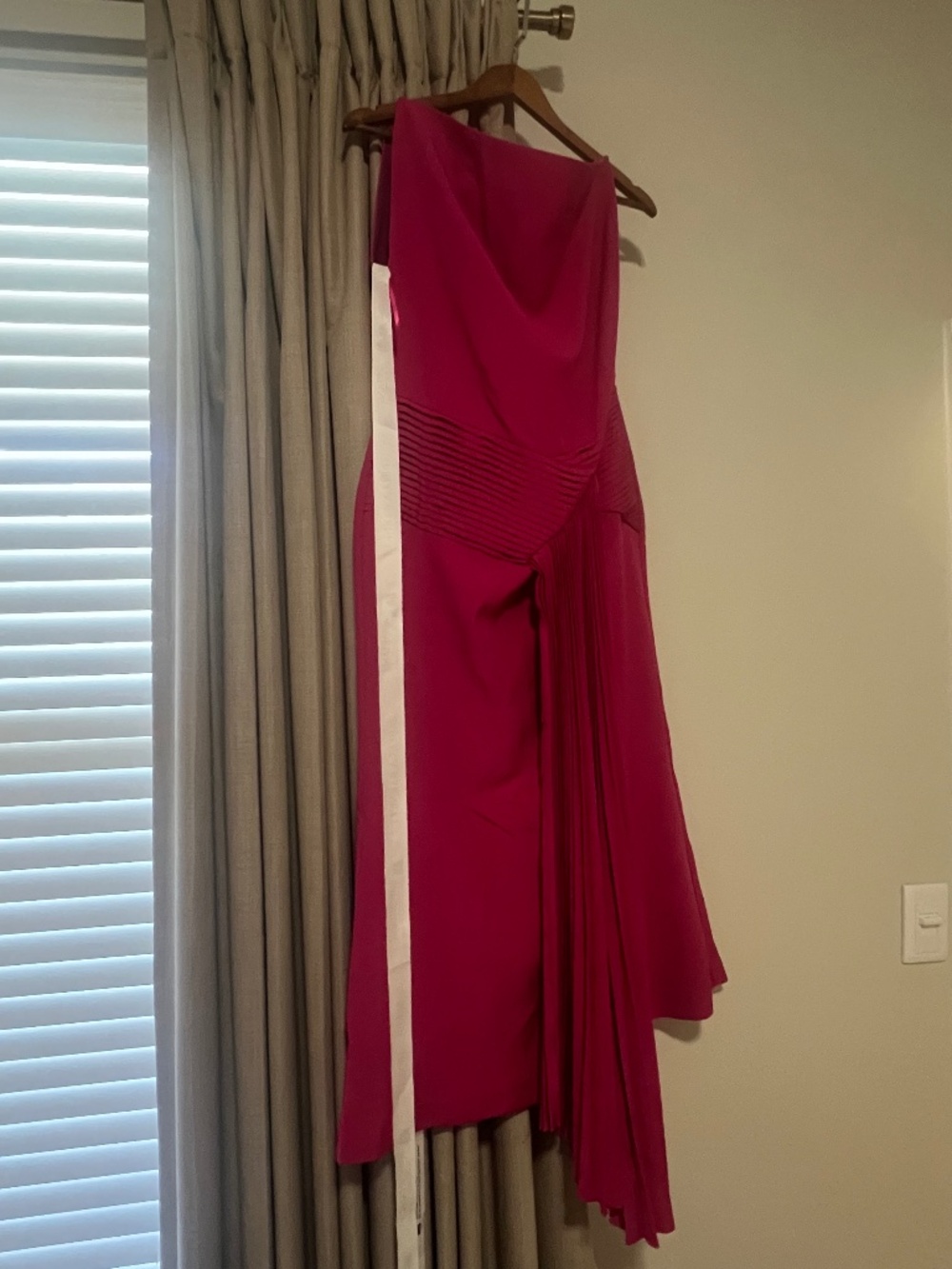 Bella Barnett Pink Strapless Midi Dress Pleated Asymmetrical NWT